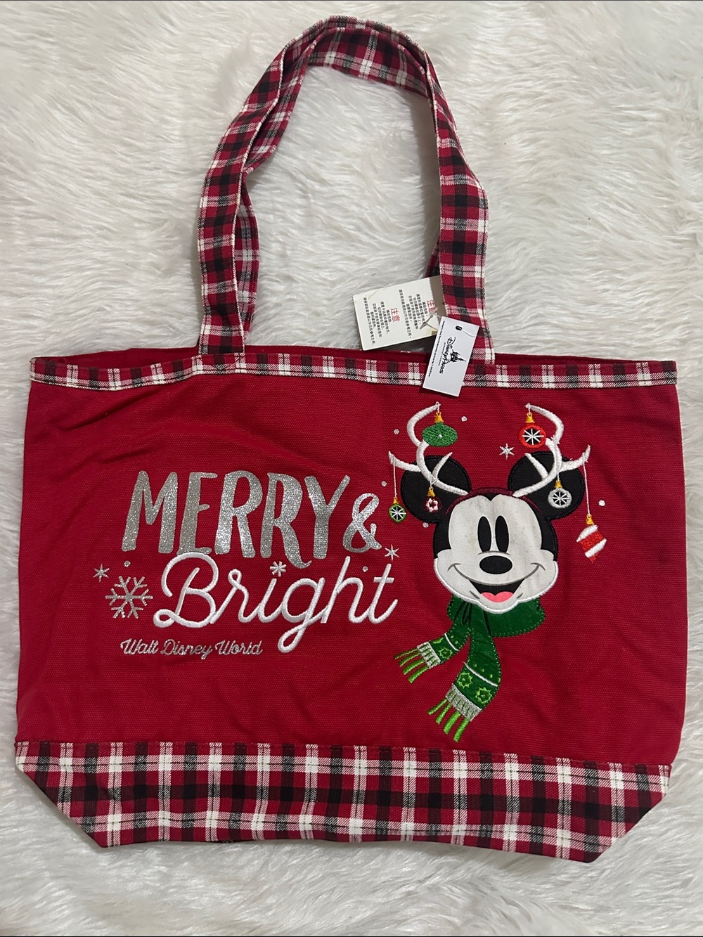 Disney Red 'Merry & Bright' Mickey Holiday Tote